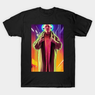 Cyberpunk Aleister Crowley The Great Beast of Thelema with earphones painted in a Surrealist and Impressionist style T-Shirt